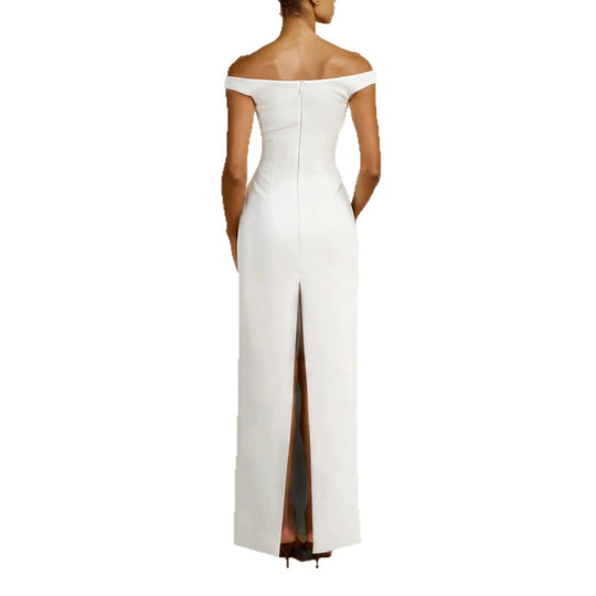 Damen Schlichtes Off-Shoulder-Maxikleid EB