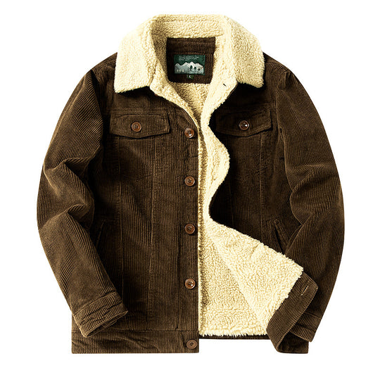 Herren Feincord‑Truckerjacke mit kuscheliger Sherpa‑Fütterung und Brusttaschen EB