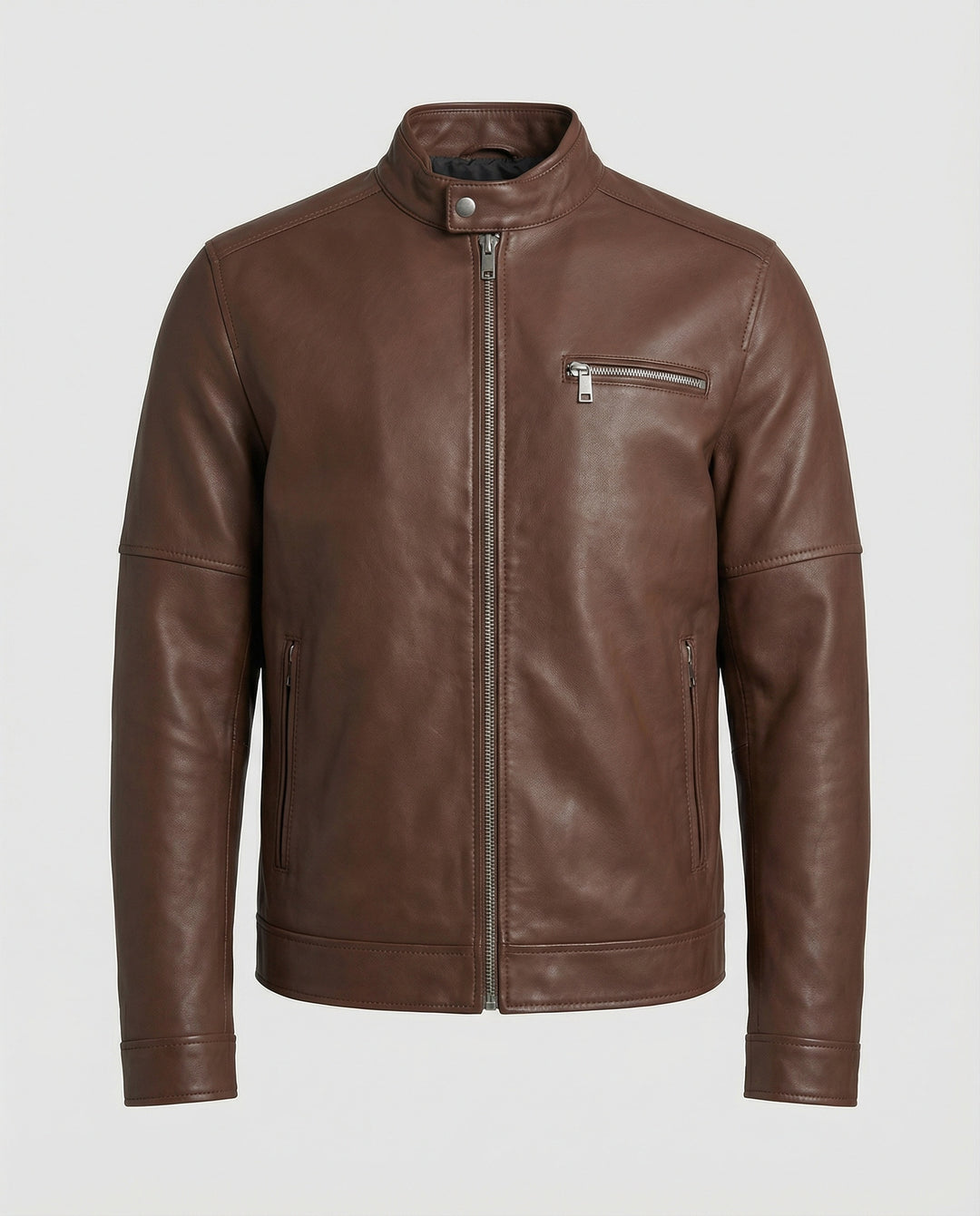 Herren moderne Kunstlederjacke mit Reißverschlüssen EB