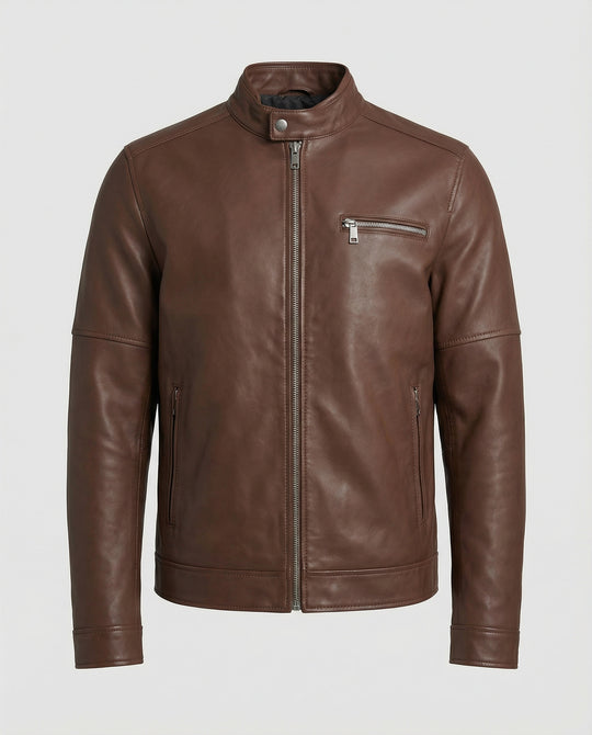 Herren moderne Kunstlederjacke mit Reißverschlüssen EB