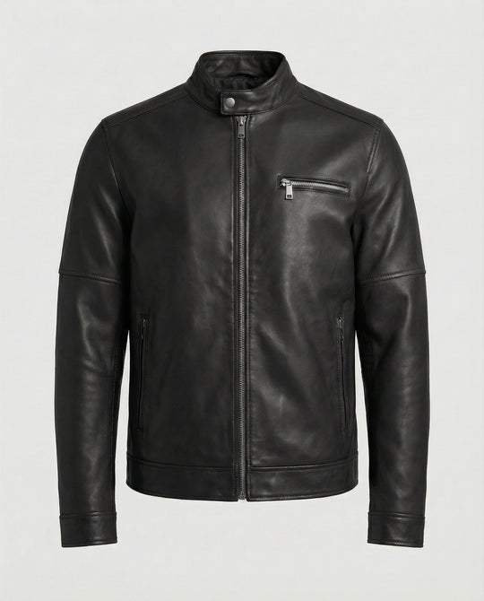 Herren moderne Kunstlederjacke mit Reißverschlüssen EB