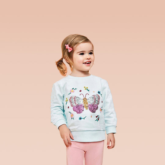 Mädchen Sweatshirt mit buntem Schmetterlingsmotiv EB