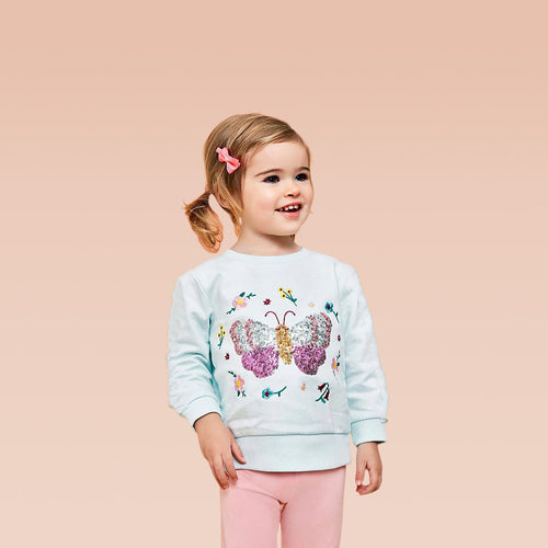 Mädchen Sweatshirt mit buntem Schmetterlingsmotiv EB