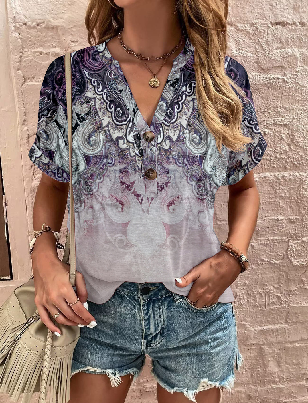 Damen Kurzarm-Bluse EB