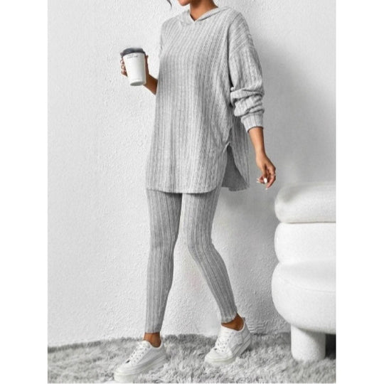 Damen Bequemes Lounge-Set mit Kapuze und schmalen Hosen EB