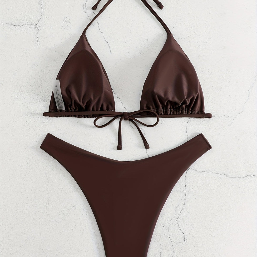 Damen Triangel-Bikini-Set mit gerafftem Design EB