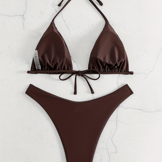Damen Triangel-Bikini-Set mit gerafftem Design EB