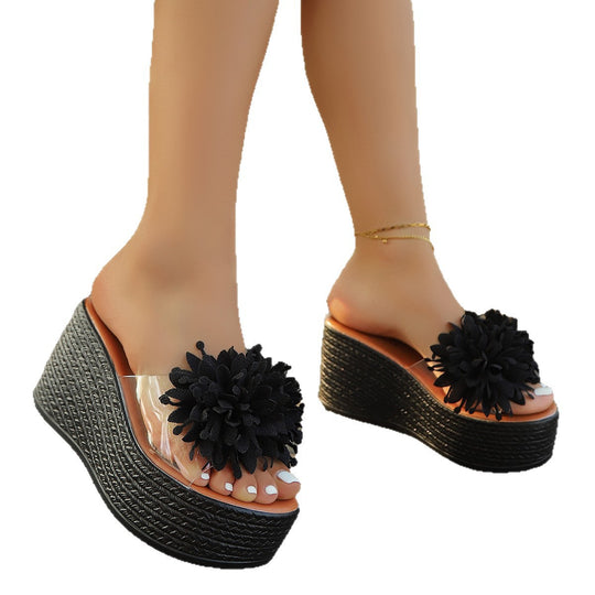 Damen Plateau-Sandalen mit floralem Applikationsdesign EB