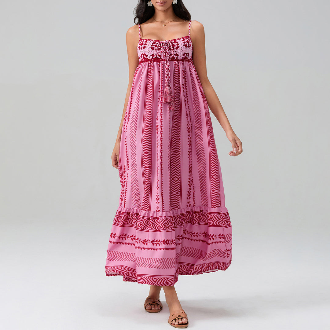 Damen Maxikleid mit raffiniertem Boho-Muster EB