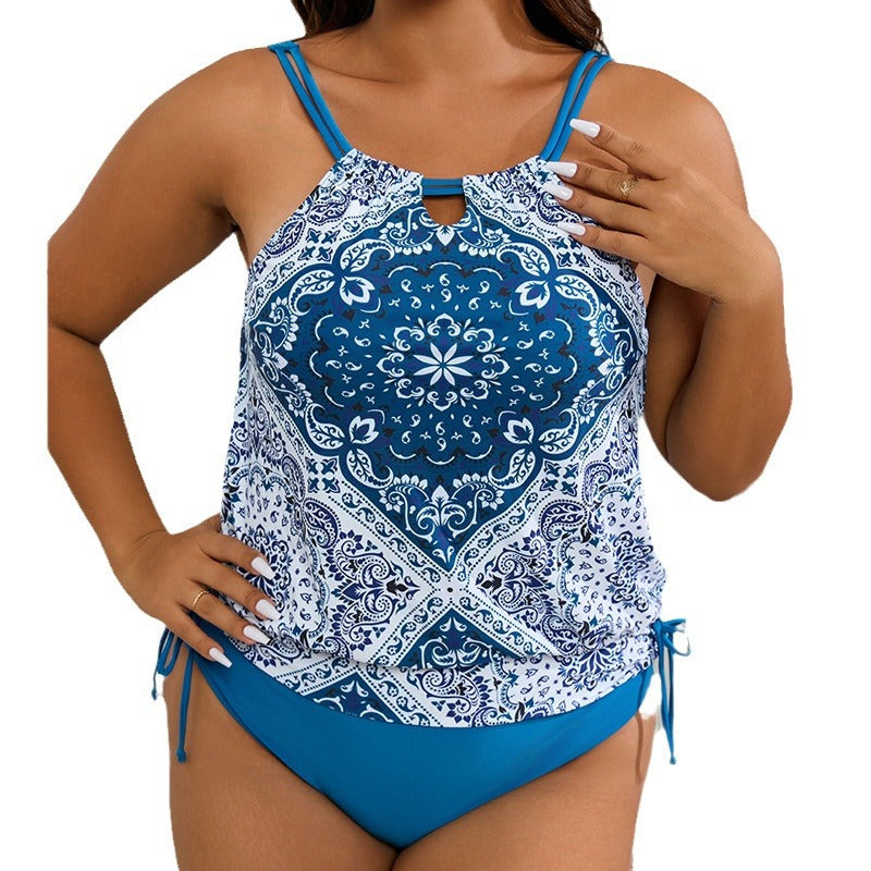 Damen Tankini mit verspielt floralem Design und verstellbaren Trägern EB