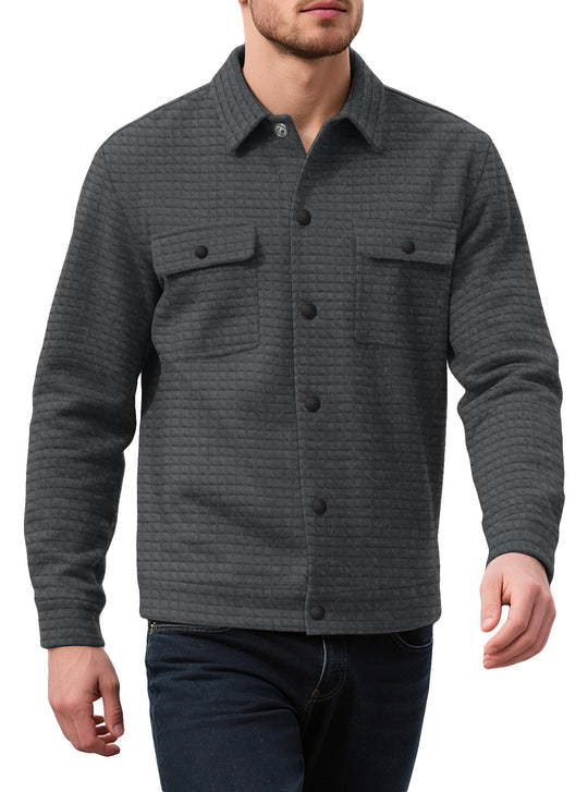 Herren nan Hemdjacke mit quadratischer Steppstruktur Druckknopffront und Brustklappen EB