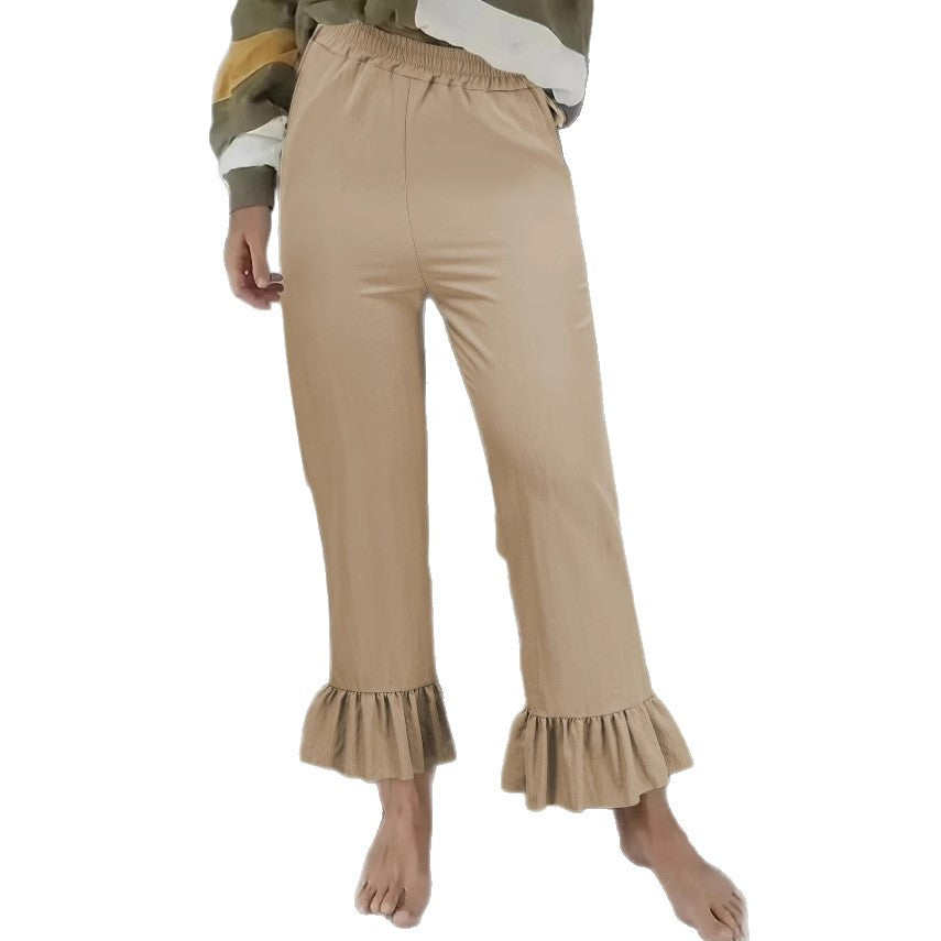 Damen Freizeithose mit Rüschenabschlüssen EB