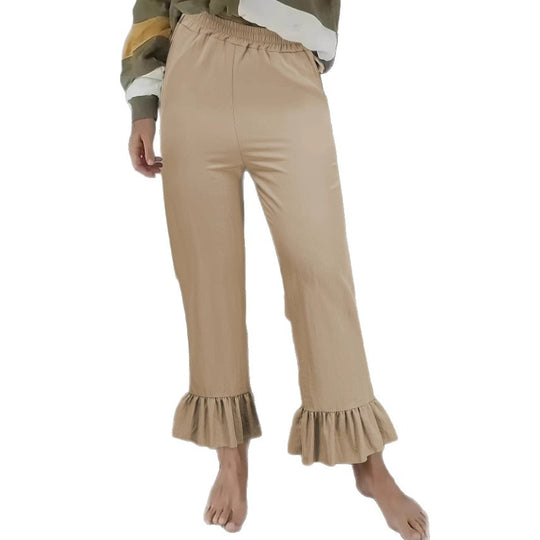 Damen Freizeithose mit Rüschenabschlüssen EB