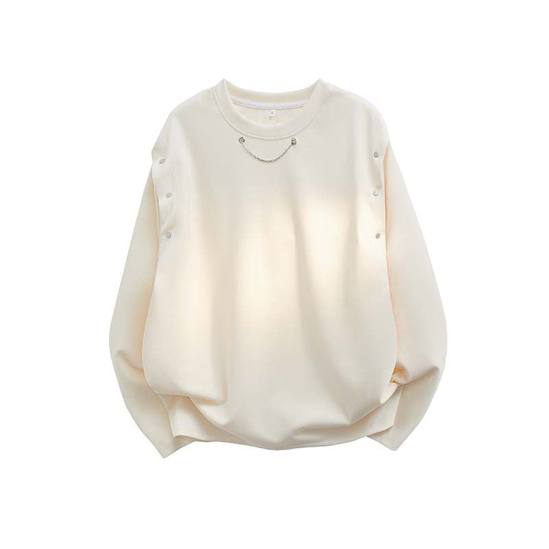 Damen trendiger Oversized Pullover mit dekorativen Knopfdetails EB