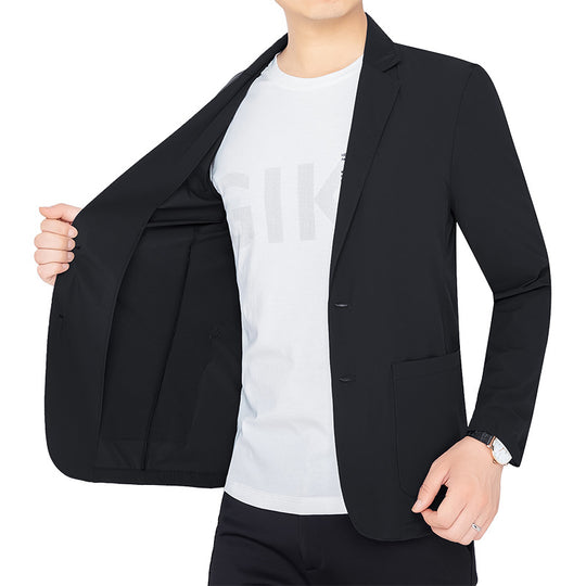 Herren Unstrukturierter Stretch Reiseblazer mit aufgesetzten Taschen EB
