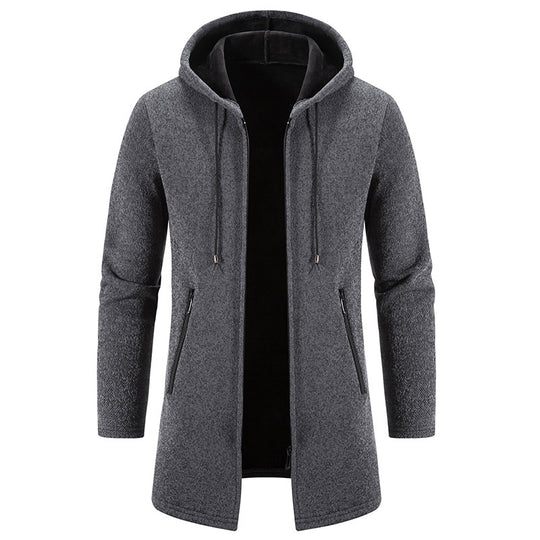 Herren praktische und stilvolle Fleecejacke mit Kapuze und Reißverschlusstaschen EB