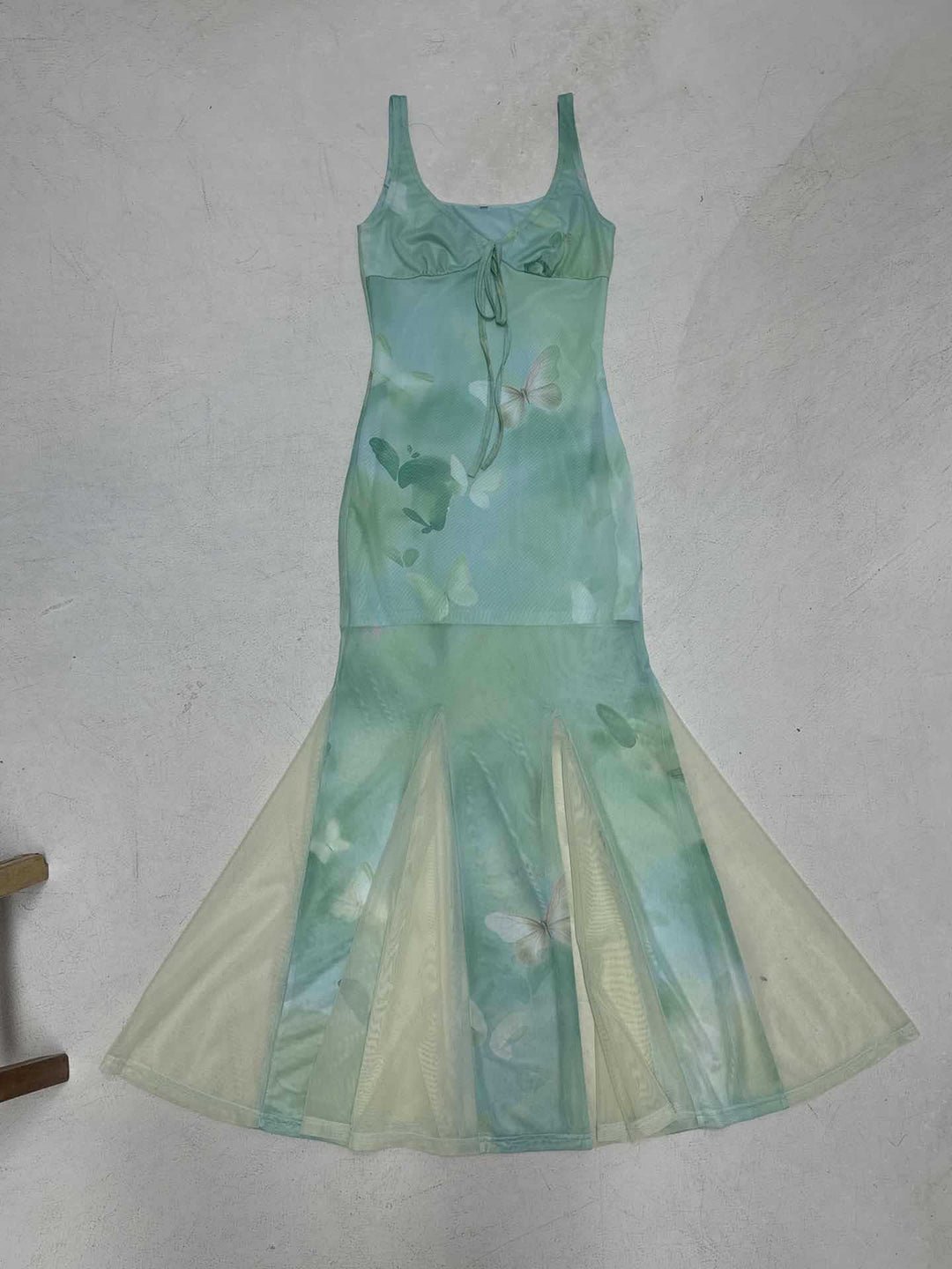 Damen Maxikleid mit transparenten Schichten und floralem Muster EB