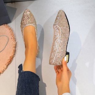 Damen Ballerinas mit funkelnden Verzierungen EB