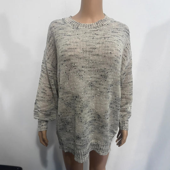 Damen Übergroßer Strickpullover mit lässigem Schnitt und dekorativen Details EB