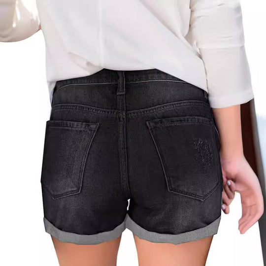 Damen Jeansshorts mit modischen Rissdetails und lässigem Schnitt EB