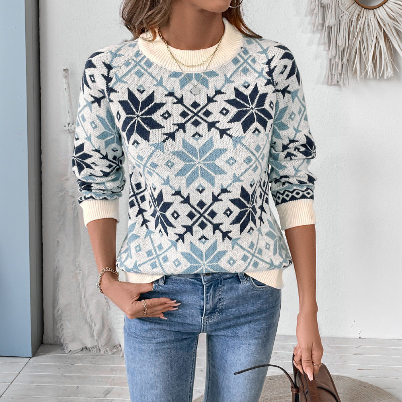 Damen gestrickter Pullover im Skandi-Stil EB