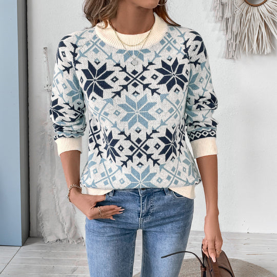 Damen gestrickter Pullover im Skandi-Stil EB