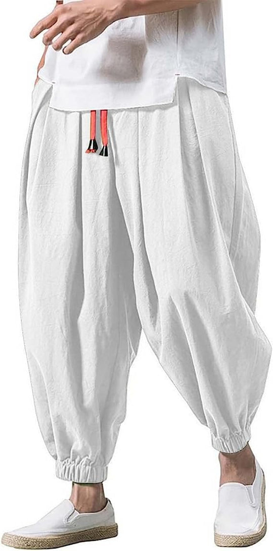 Herren nan ausgefallene Ballonhose im Haremstil mit Faltenwurf, elastischem Bund und Kordelzug EB