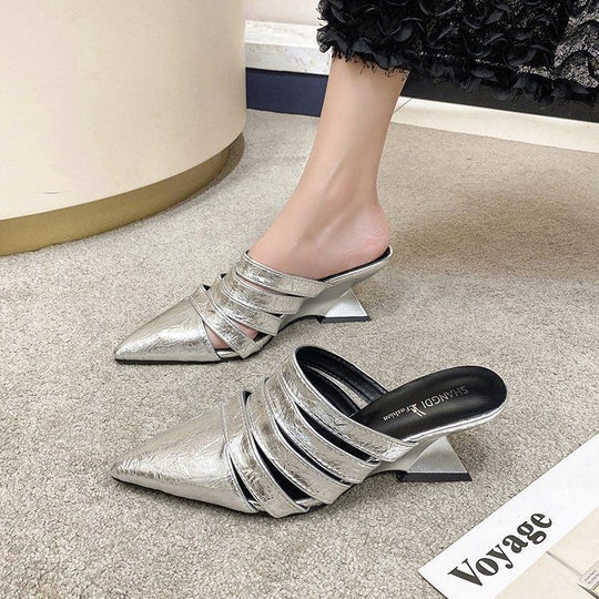 Damen elegante Sling Mules mit geometrischem Design EB
