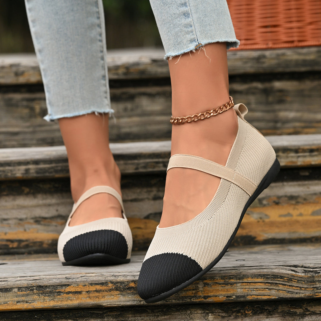 Damen Ballerinas mit elastischem Riemendesign und atmungsaktiver Textiloberfläche EB