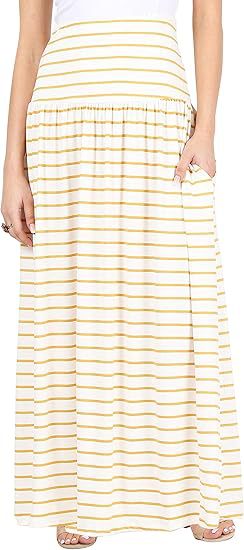 Damen Maxi-Rock mit elastischem Bund und Taschen EB