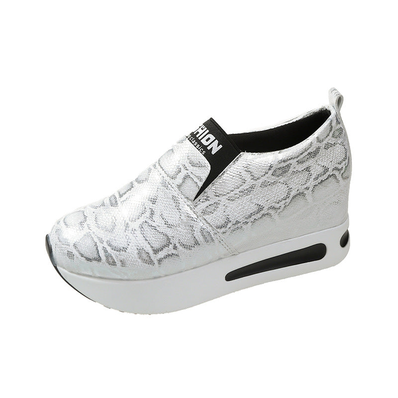 Damen Wedge-Sneaker im modernen Schlangenleder-Look mit bequemer Sohle EB