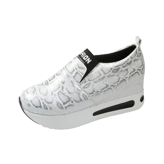 Damen Wedge-Sneaker im modernen Schlangenleder-Look mit bequemer Sohle EB
