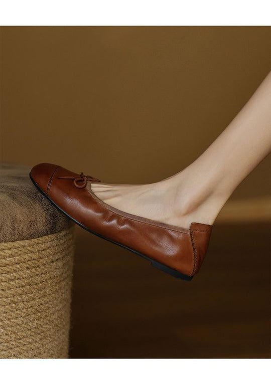Damen Ballerinas mit elegantem Schleifenakzent aus hochwertigem Leder EB