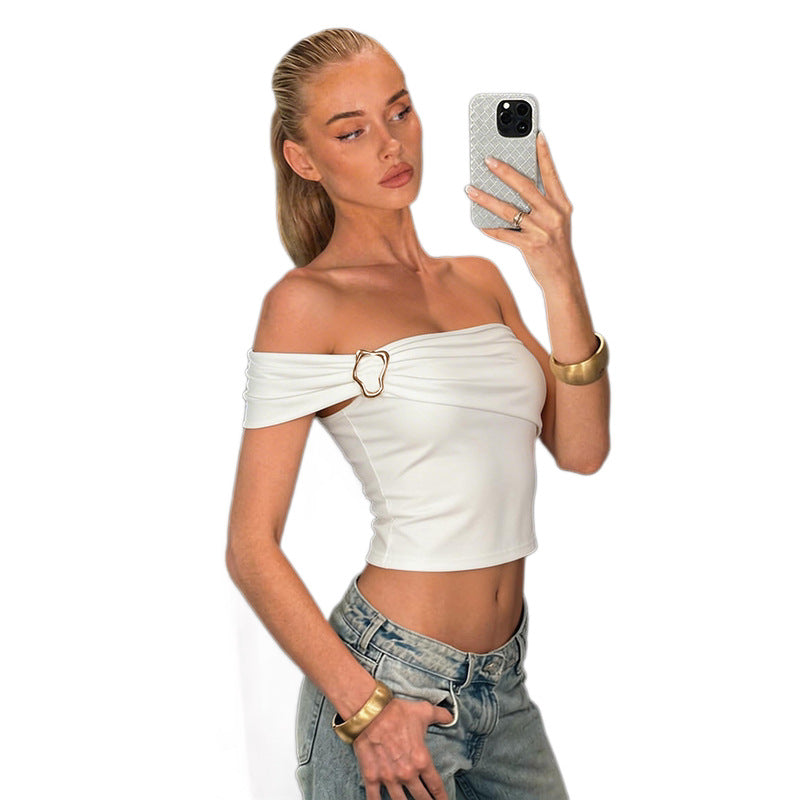 Damen Oberteil mit asymmetrischem Ausschnitt und dekorativem Knoten EB