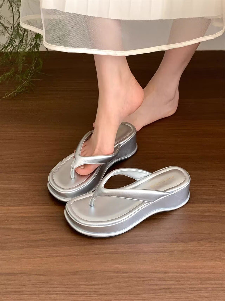 Damen trendige Wedge-Zehentrenner mit elegantem Obermaterial EB