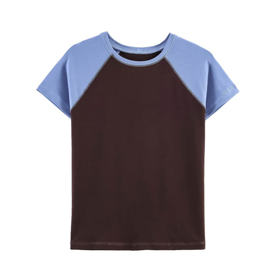 Damen Sportliches T-Shirt mit Kontrastärmeln und lässigem Schnitt EB