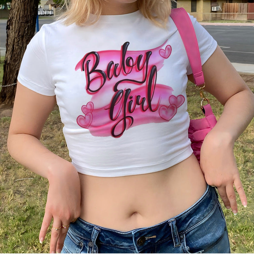 Damen Crop-Top mit kreativem Grafikdesign und modernem Schriftzug EB