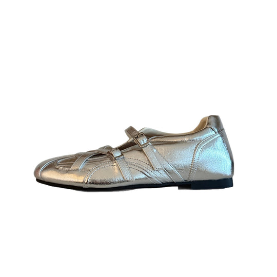 Damen modische und glänzende Sneakers mit verstellbaren Riemen und komfortablem Fußbett EB