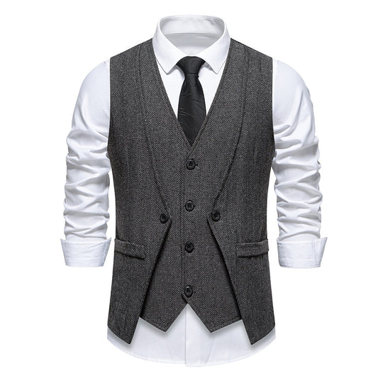Herren elegante Anzugweste mit strukturiertem Hahnentritt EB