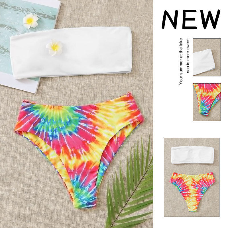 Damen Bandeau-Bikini mit buntem Batikdesign EB