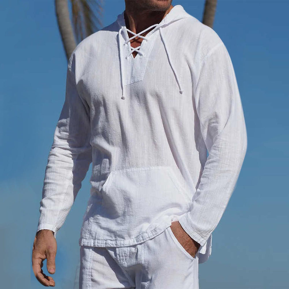 Damen lässiger Langarm-Hoodie mit Kängurutasche und Kapuze EB