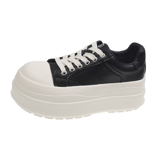 Damen modische Plateau Sneakers mit robustem Obermaterial und detaillierter Schnürung EB
