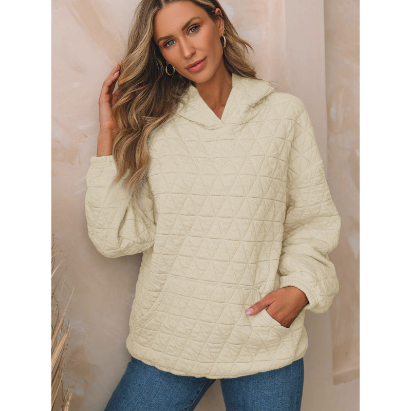 Damen gesteppter Kapuzenpullover mit praktischen Taschen EB