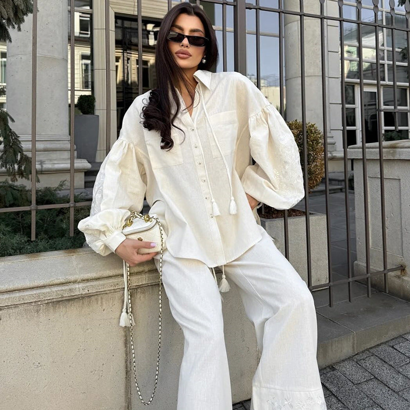 Damen lässige Loungewear-Kombination mit geblümtem Design EB