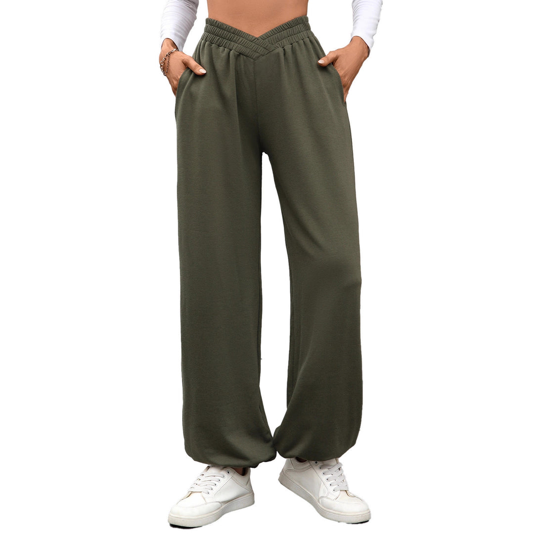 Damen bequeme Palazzo-Hose mit elastischem Bund und Seitentaschen EB