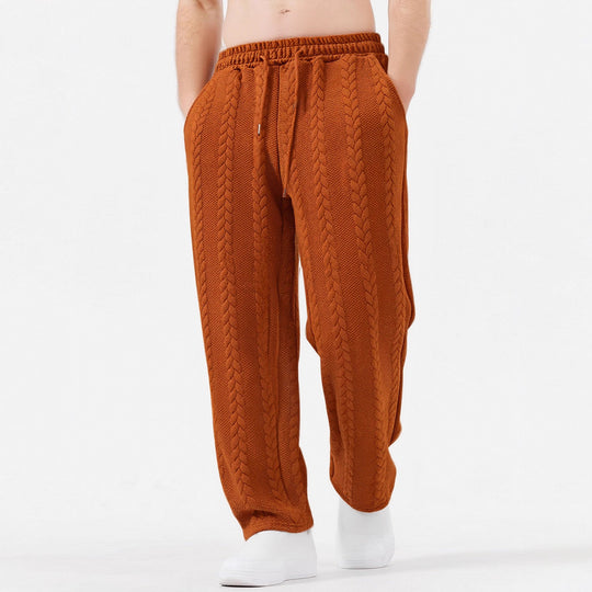 Herren nan grobgestrickte Lounge-Jogginghose mit Zopfstrick, Elastikbund und Kordelzug EB
