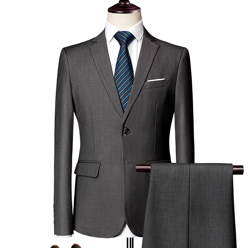 Herren nan Slim-Fit Einreiher-Anzugset mit Ein-Knopf-Sakko, schmaler Anzughose mit Bügelfalte und elastischem Stretchgewebe EB