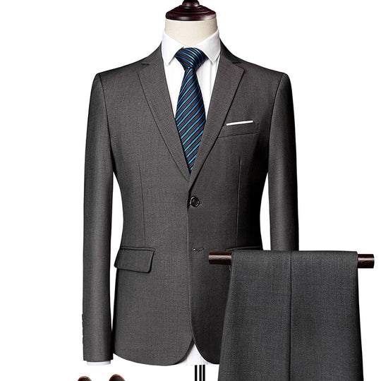 Herren nan Slim-Fit Einreiher-Anzugset mit Ein-Knopf-Sakko, schmaler Anzughose mit Bügelfalte und elastischem Stretchgewebe EB
