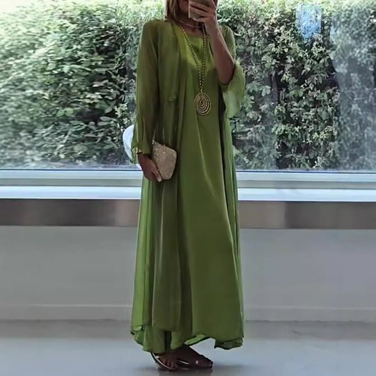 Damen nan elegante Lagen-Abendrobe mit gefüttertem Innenkleid, transparentem Chiffon-Überwurf und taillenverstellbaren Bändern EB