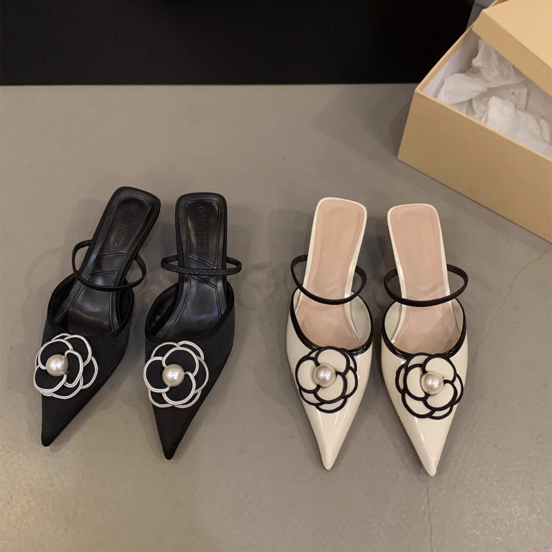 Damen Slingback Pumps mit trendiger Blumenapplikation EB